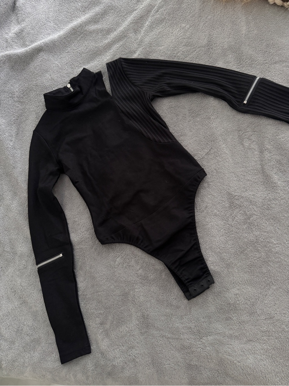MANIERE de voir Black Long Sleeve Ribbed Bodysuit
